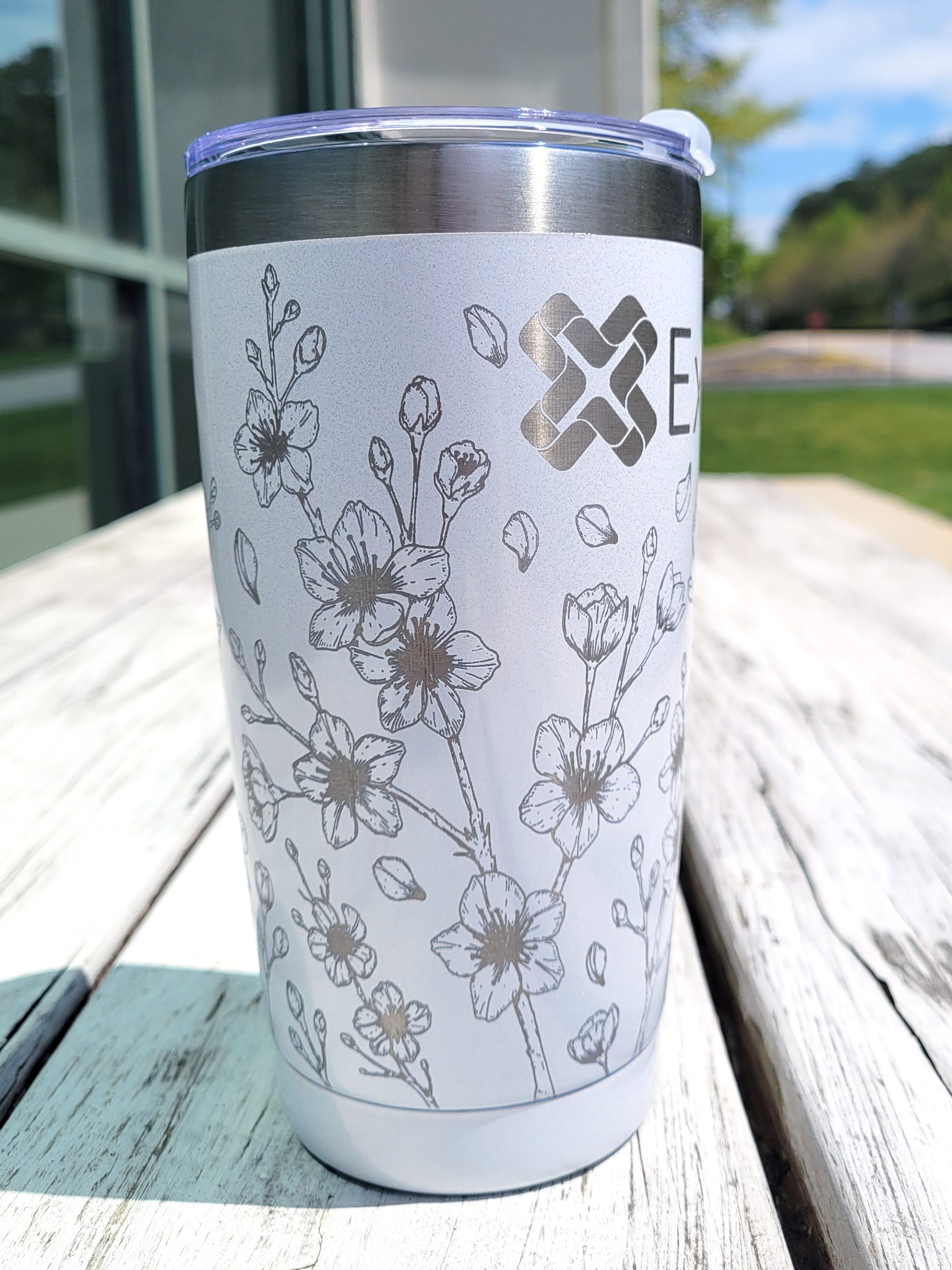 Cherry Blossoms Custom 360 Engraved Tumbler w/ straw & lid- 20oz Stainless  Steel Travel Mug, Hot/Cold Drinks - Personalized Gift, Logo, Name