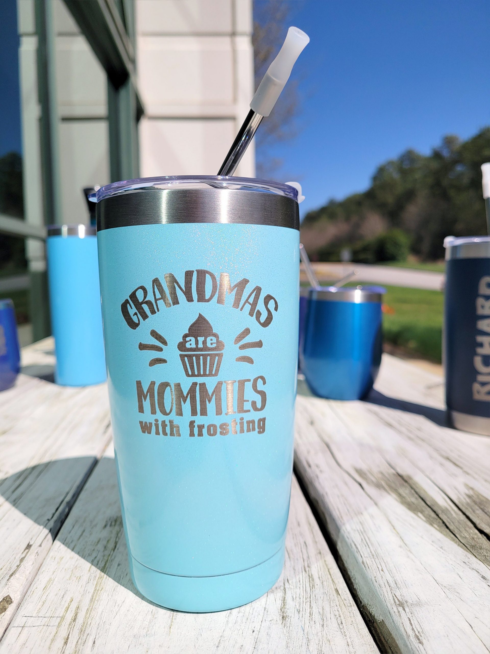 Grandma Custom Engraved Tumbler with straw & lid- 20oz Stainless Steel  Travel Mug, Hot/Cold Drinks - Personalized Gift - TSN Custom Metal